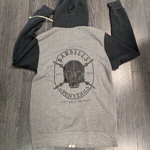 Barbells And Ponytails Zip "Skull " Hoodie Sweatshirt Sz M NEW